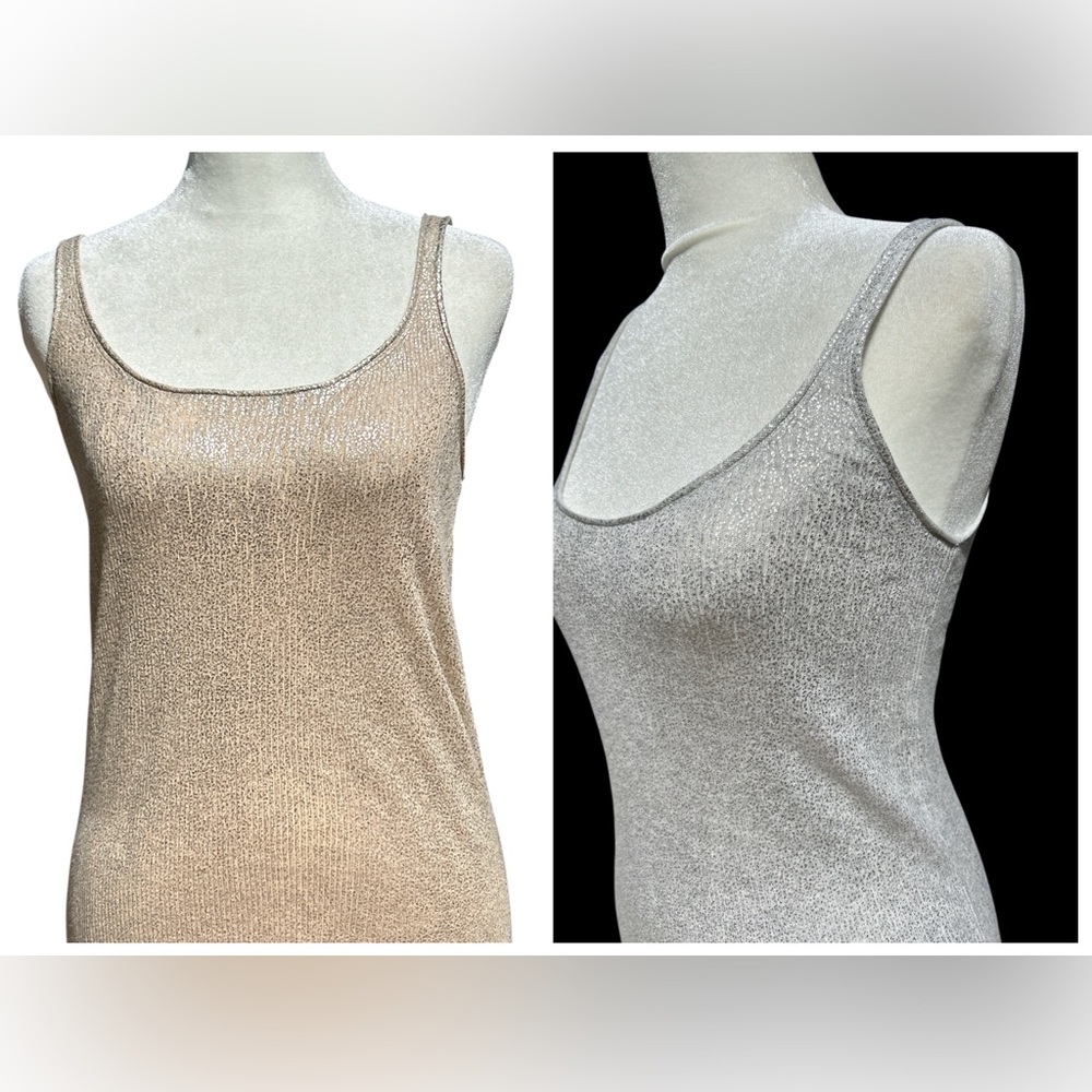 Vintage 2 Gap Silver Gold Sparkly Metallic Shimmer Dressy Tank Tops